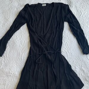 Aritzia Black Wrap Dress with Bishop Sleeves